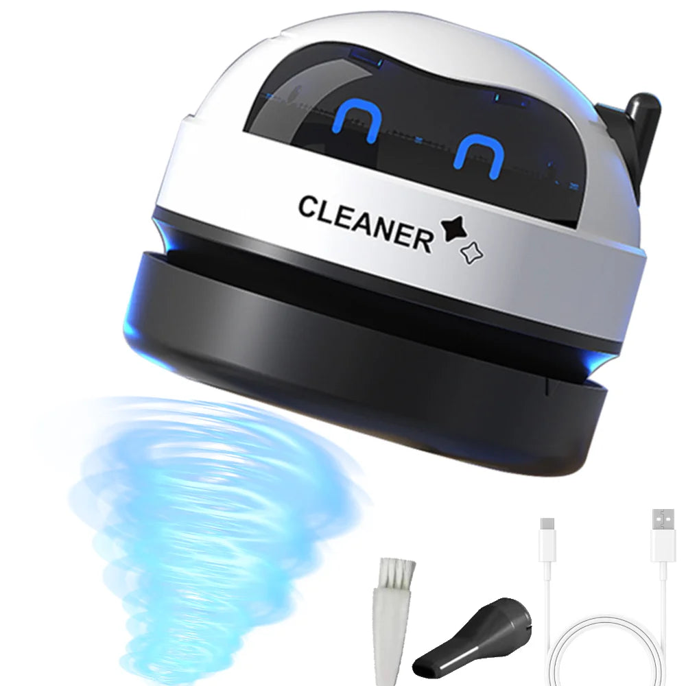Desk Dust Vacuum Portable Table Dust Removal Cleaning Brush with Clean Brush USB Charging Desktop Cleaner Mini Vacuum Cleaner