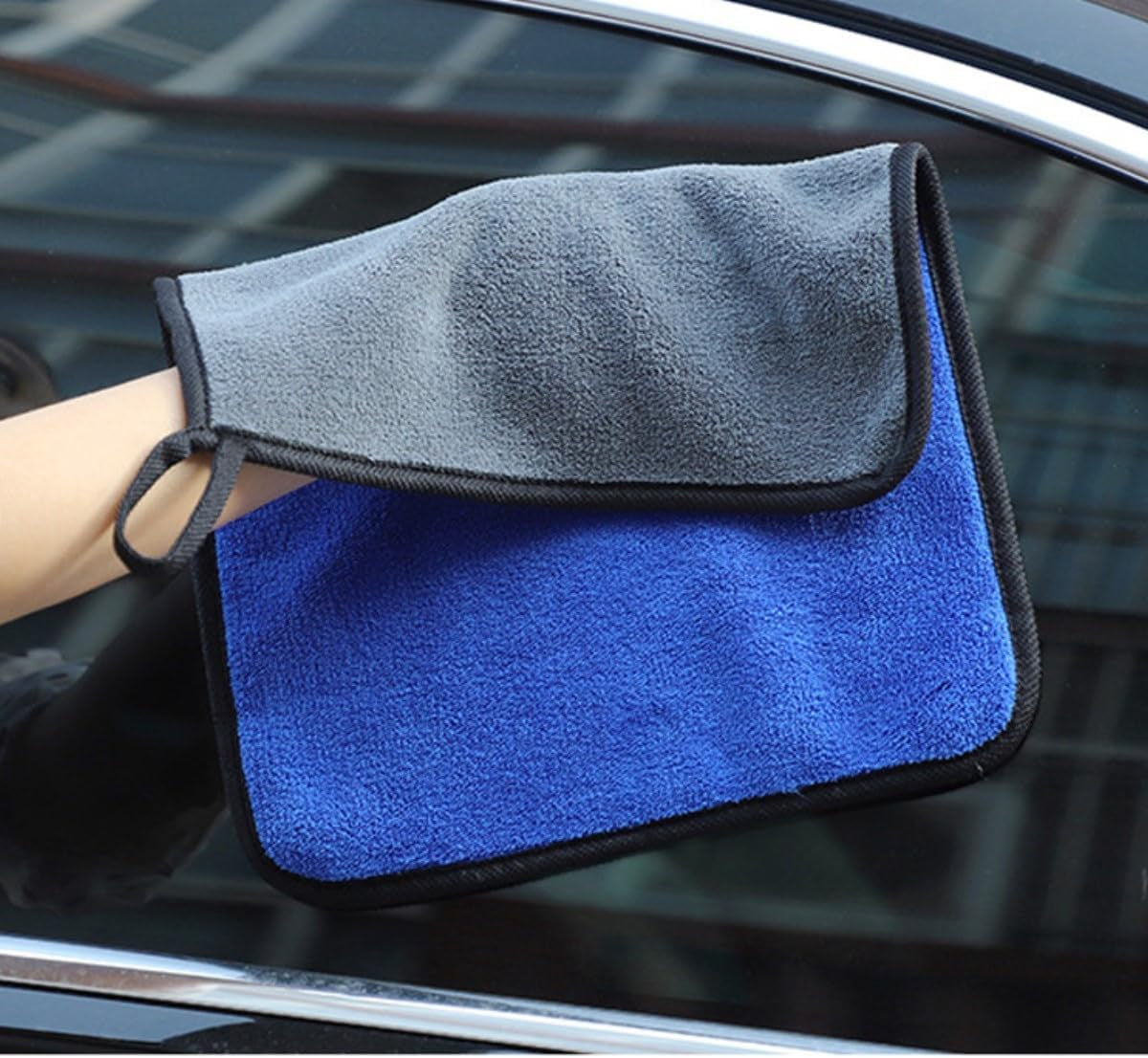 Microfiber Drying Towel - 20'' X 40'' (400GSM) - Car Drying Cloth - Blue Grey - Scratch & Lint Free
