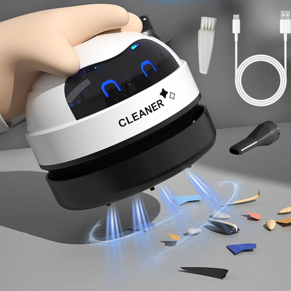 Desk Dust Vacuum Portable Table Dust Removal Cleaning Brush with Clean Brush USB Charging Desktop Cleaner Mini Vacuum Cleaner