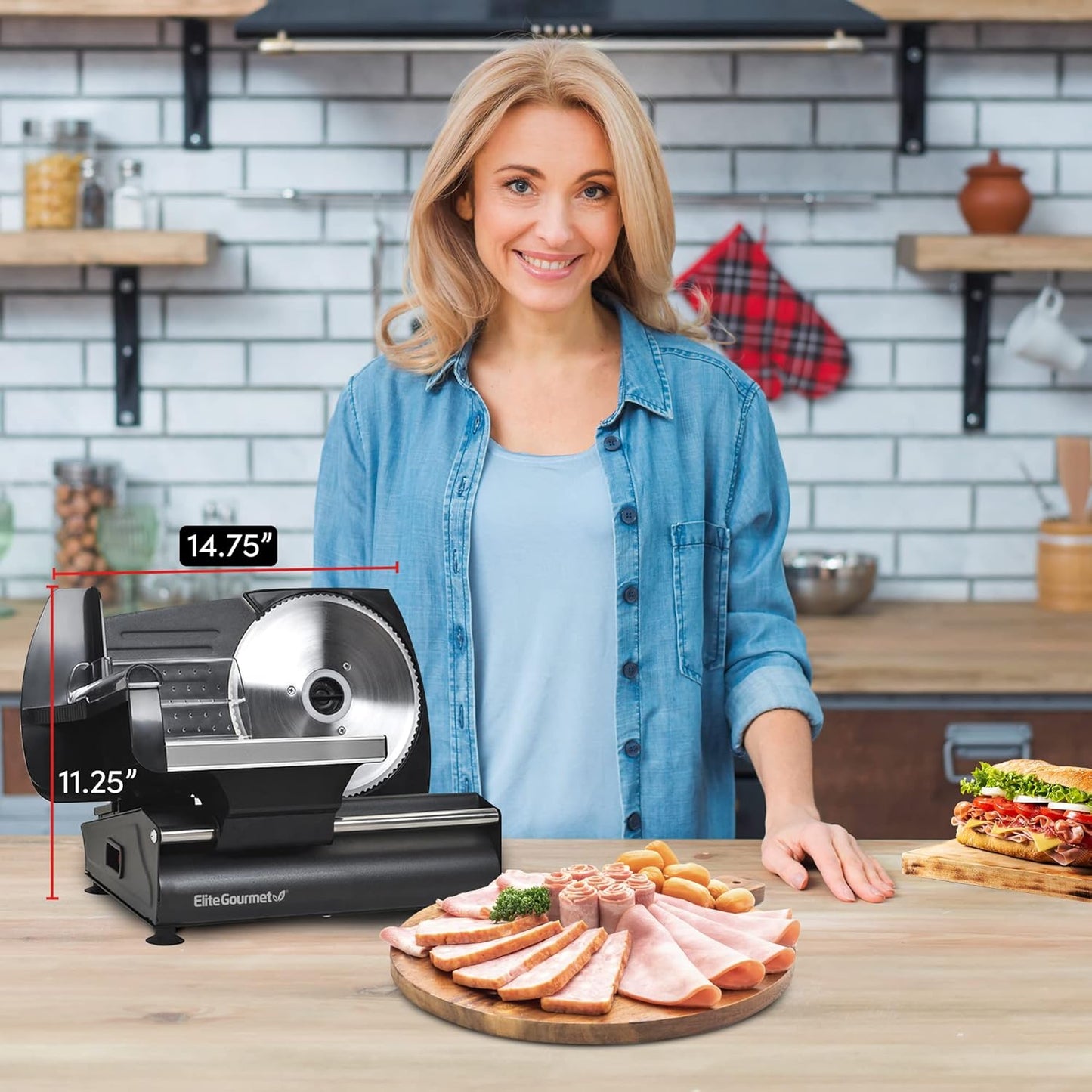 Rebanadora De Jamon Carne Queso Y Vegetales 7.5” Industrial Para Casa Rebanador