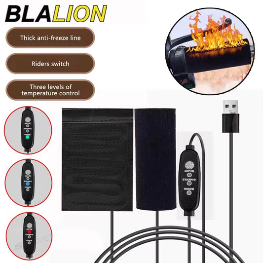 BLALION 12V 3-Gear Motorcycle Heated Hand Grip Adjustable Thermal E-Bike ATV Handlebar Heater Warmer Kit Motorcycle Accessories
