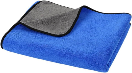 Microfiber Drying Towel - 20'' X 40'' (400GSM) - Car Drying Cloth - Blue Grey - Scratch & Lint Free
